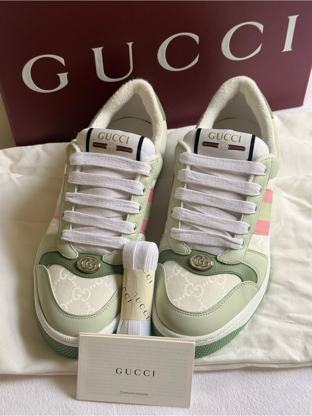 Gucci GG Classic Web Women’s Screener Sneakers Sz 7 BNIB Made in Italy